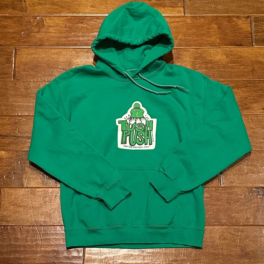 Philadelphia Eagles Tush Push Brotherly Shove Jalen Hurts Green Hoodie Medium M